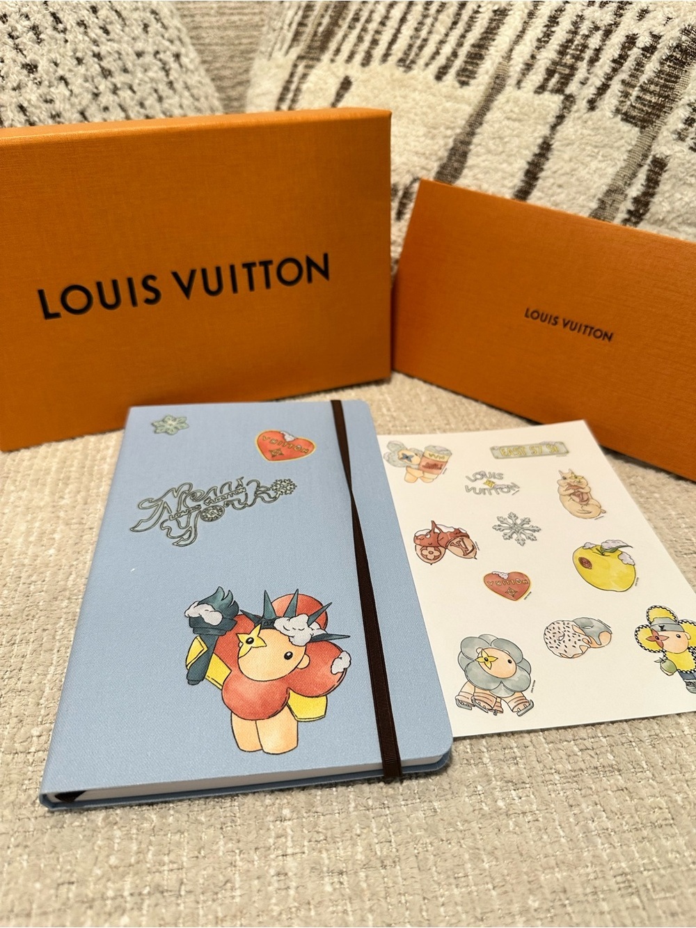 Louis Vuitton Light Blue Illustrated Notebook with Sticker Sheet